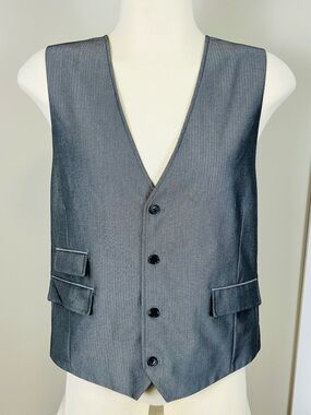 le chateau Men's Gray Dress Vest - Button Front Waistcoat